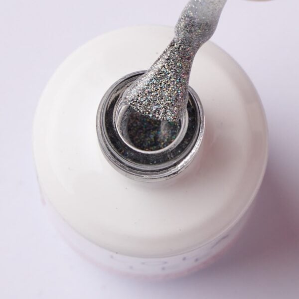 A Silver Glitter Gel Polish in a bottle