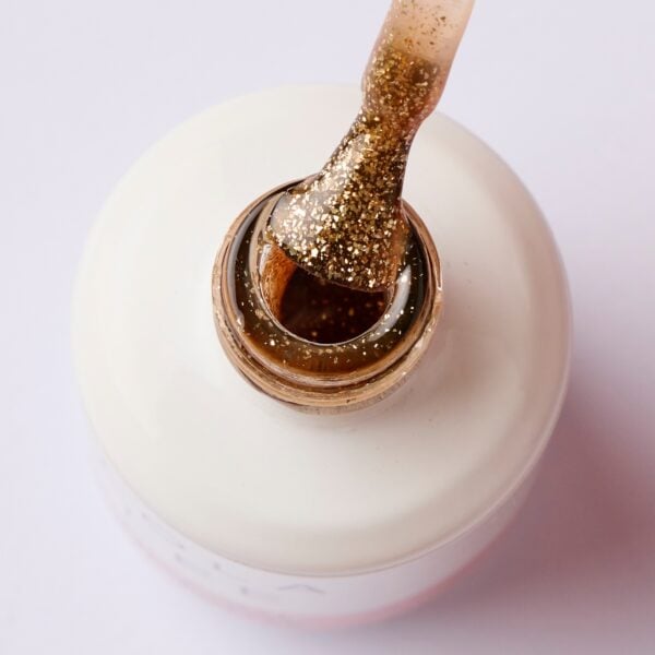 An awesome rich and textured gold glitter gel polish