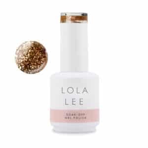 A rich and textured gold glitter gel polish