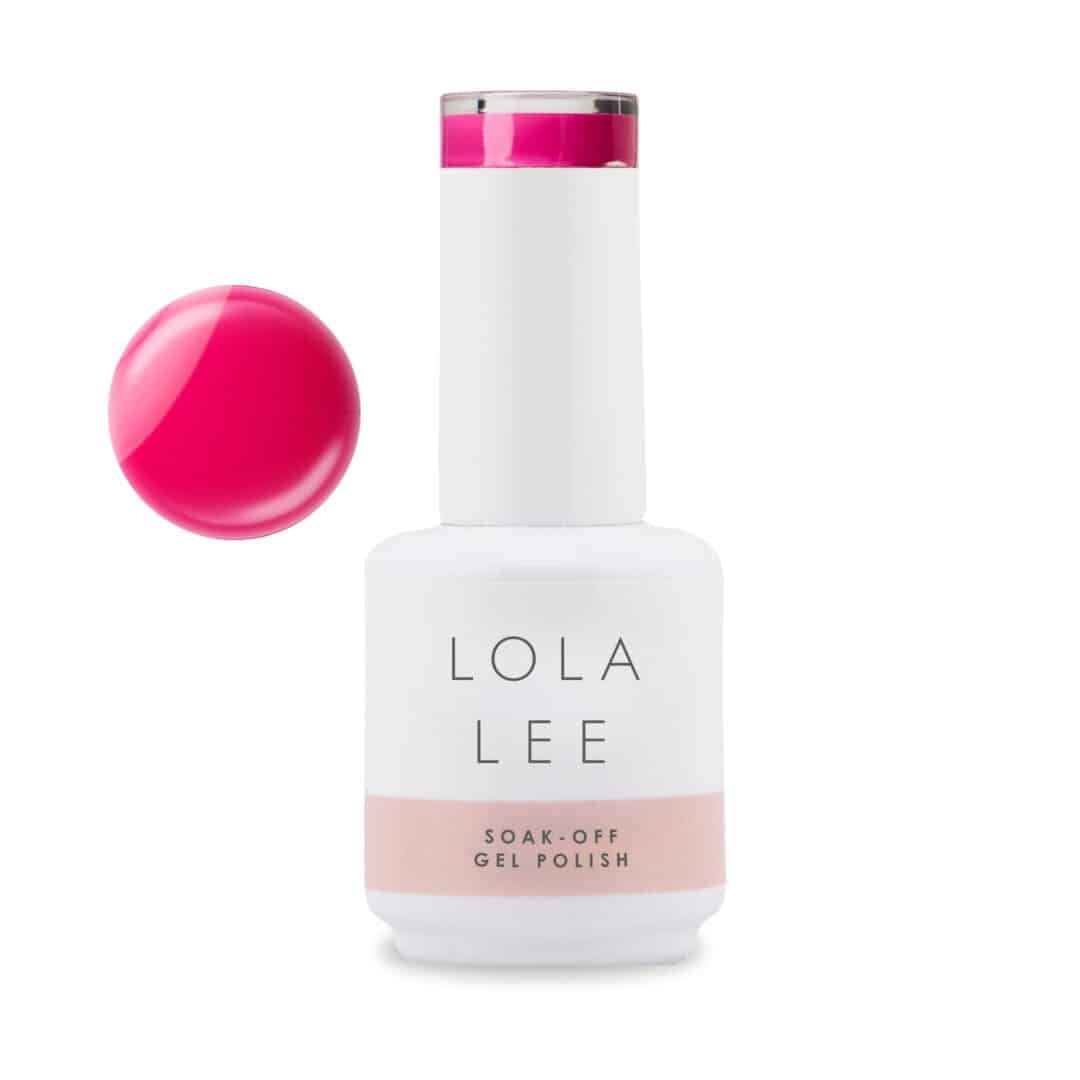 Lola Lee Gel Nail Polish 171 bottle with watermelon pink colour swatch