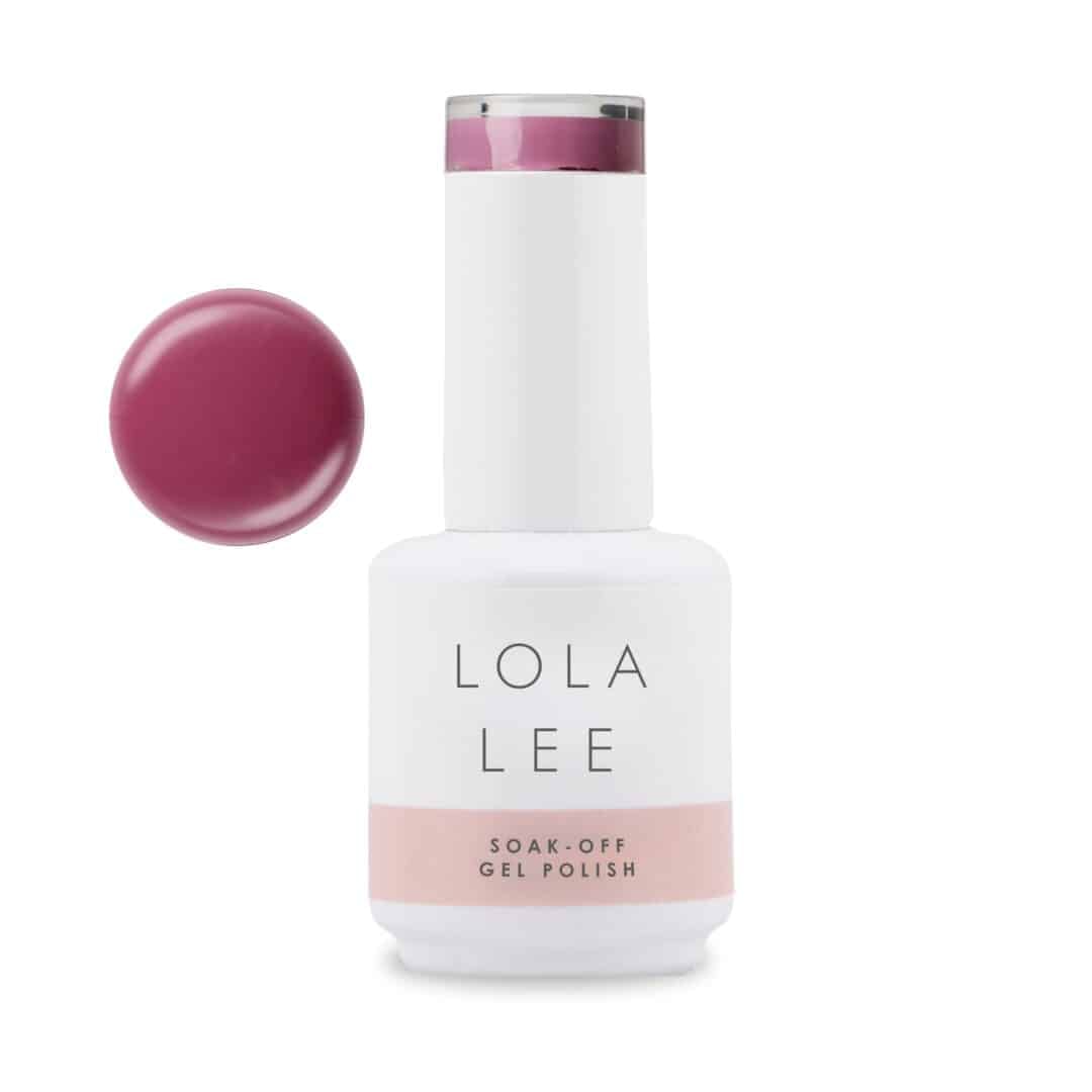 Lola Lee Gel Polish 187 bottle with smoky mauve colour swatch
